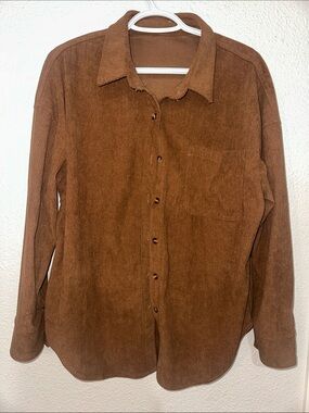 Brown Stretch Knit Top with Tag Detail